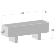 Abbildung eines Heizkörpers mit den Maßen 700 x 180 x 250 mm
