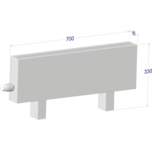 Heizkörper mit den Maßen 700 x 330 x 80 Millimeter.