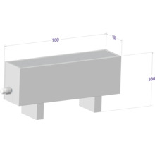Radiateur avec dimensions 700 x 330 x 180 mm.