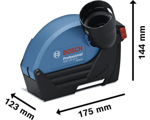 Capot d''aspiration Bosch Professional GDE 125 EA-S avec indication des dimensions