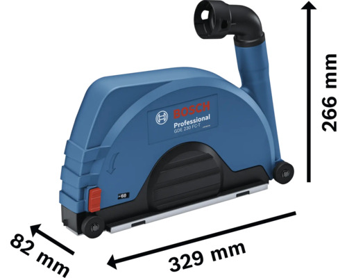 Capot d''aspiration Bosch GDE 230 FC-T avec indications de mesure