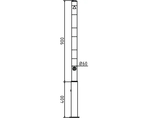 Dessin technique d''un poteau avec des dimensions de 900 et 400 et un diamètre de 60.
