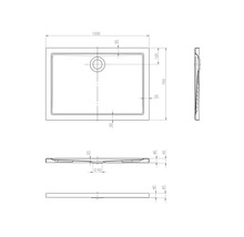 Dessin technique d''un receveur de douche avec dimensions.