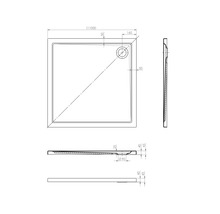 Receveur de douche Jungborn Cinque 100 x 100 x 2.5 cm blanc brillant 6032040