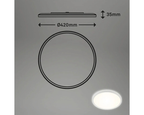 Illustration des dimensions d''un plafonnier LED d''un diamètre de 420 millimètres et d''une hauteur de 35 millimètres.