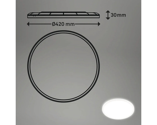 Dessin technique d''un plafonnier rond mesurant 420 millimètres de diamètre et 30 millimètres de haut