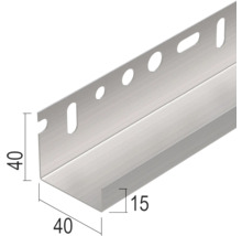 Profilé de finition PROTEKTOR pour isolation de plafond de garage souterrain et de cave 40 mm aluminium naturel 2500 mm x 40 mm x 15 mm x 0,8 mm paquet = 10 pces