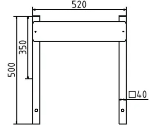 Technische Zeichnung eines Montageständers mit Maßangaben