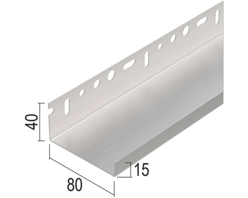 Profilé de finition en aluminium avec dimensions 40 x 80 x 15 mm
