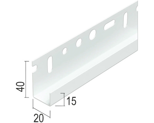 Profilé en U perforé avec indications de dimension