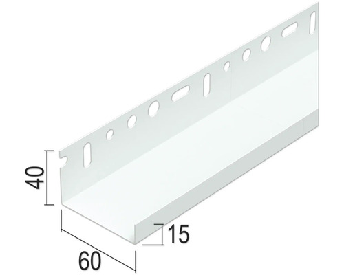 Profilé de finition en plastique avec dimensions 40 x 60 x 15 mm