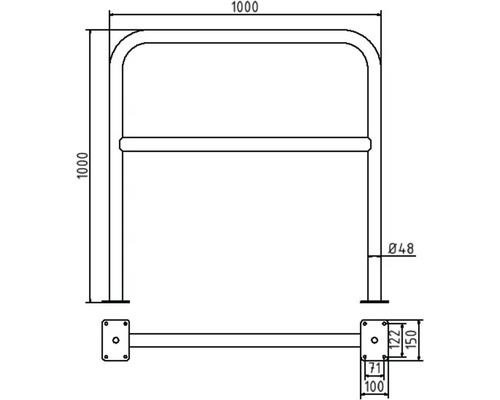 Dessin technique d''une protection anti-collision avec indications de mesure.