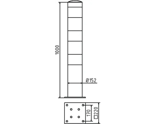 Schéma technique d''un poteau de barrage avec dimensions