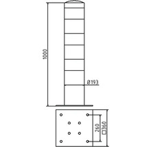 Technische Zeichnung eines Pfostens mit den Maßen 1000 mm Höhe und 193 mm Durchmesser