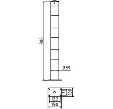 Schéma technique d''un poteau de barrage avec indications de dimensions