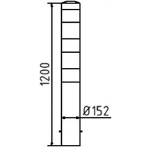 Schéma technique d''un poteau de barrage avec des dimensions de 1200 mm de hauteur et 152 mm de diamètre