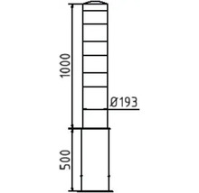 Borne en tube d'acier Ø 193 mm x 3,6 mm amovible sans verrouillage jaune-noir h = 1500 mm