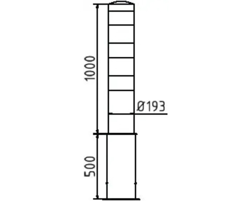 Dessin technique d''une borne avec des dimensions de 1000 mm de hauteur et 193 mm de diamètre