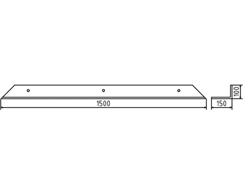 Technische Zeichnung einer Mauerabdeckung mit Maßangaben