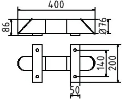 Technische Zeichnung eines Pollers mit Maßangaben