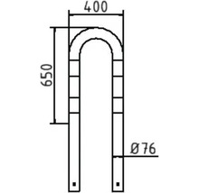 Rammschutz-Bügel Stahlrohr Ø 76 mm zum Einbetonieren gelb-schwarz B 400 mm H = 650 mm