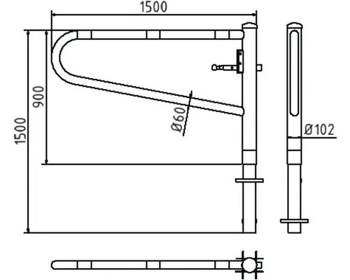 Dessin technique d''une barrière de sécurité avec indications de dimensions.
