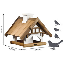 Nichoir en bois mesurant environ 35 x 39 x 39 centimètres et silhouette d''oiseau
