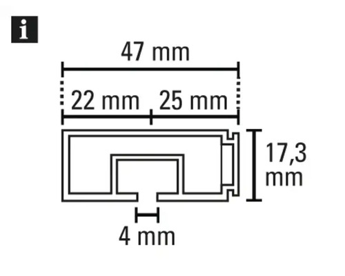 Dessin technique avec indications de dimensions d''un profilé