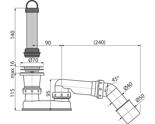 Dessin d''un siphon avec dimensions