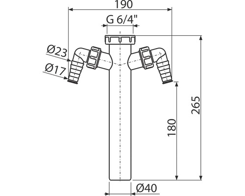 Dessin technique d''un siphon avec indication des dimensions