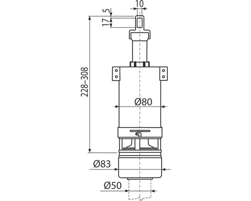 Dessin technique d''une pompe avec indications de dimensions.