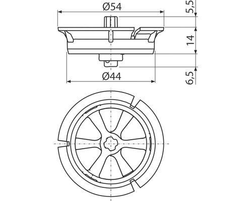 Schéma technique d''un couvercle de pied d''appareil avec dimensions