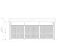 Carport double SKAN HOLZ Friesland-hybride y compris paroi arrière/paroi latérale aluminium, ancrage de poteau 557 x 555 cm traité en autoclave par imprégnation