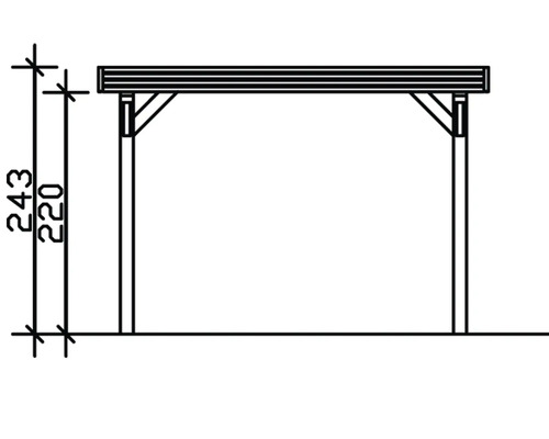 Schéma d''un pavillon de jardin en bois avec indication de la hauteur