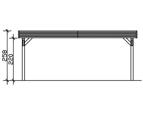 Dessin technique d''une pergola en bois avec indication de la hauteur