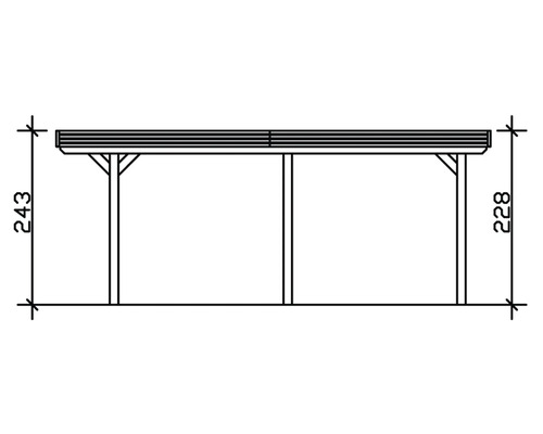Dessin technique d''un carport avec indication de la hauteur