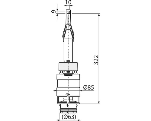 Technische Zeichnung einer Sanitärarmatur mit Maßangaben