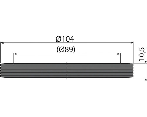 Technische Zeichnung mit Angaben zum Durchmesser 104 mm und 89 mm, sowie zur Dicke 10,5 mm