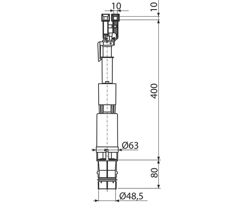Dessin technique d''une vanne avec indications de mesure.