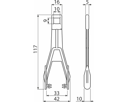Schéma technique d''un composant avec indications de dimensions