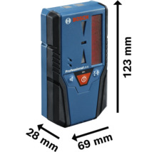 Bosch Professional LR 6 Linienlaser Empfänger mit den Maßen 123 mm x 69 mm x 28 mm