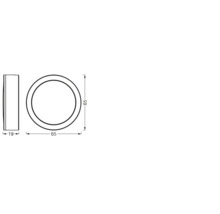 Technische Zeichnung einer runden LED-Leuchte mit Maßangaben