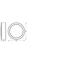 Technische Zeichnung einer runden LED-Lampe mit Abmessungen