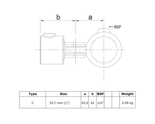 Dessin technique d''un raccord avec indications de dimensions et de poids