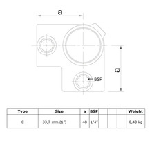 Schéma technique du produit de type C avec indication des dimensions