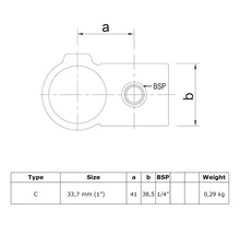 Dessin technique de type C avec dimensions de 33,7 mm