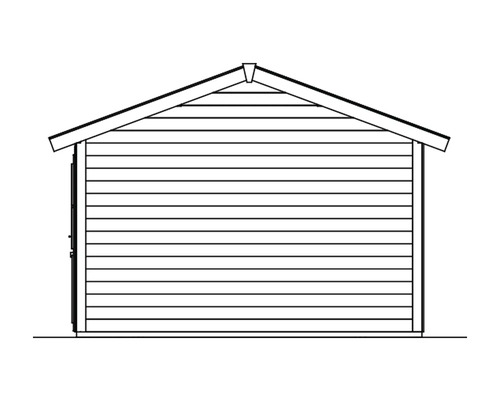 Dessin d''un abri de jardin avec toit à deux pans et bardage horizontal en bois