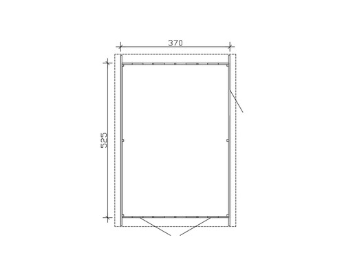 Schéma technique d''une armoire rectangulaire mesurant 370 x 525.