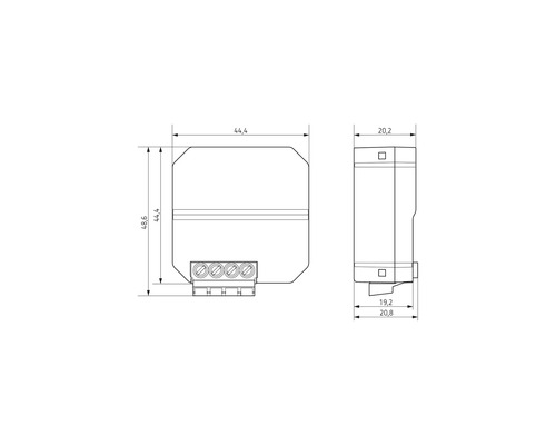 Schéma technique d''un composant électronique avec indications de dimension.