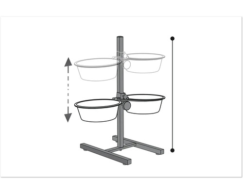 Verstellbarer Futterstaender fuer Haustiere